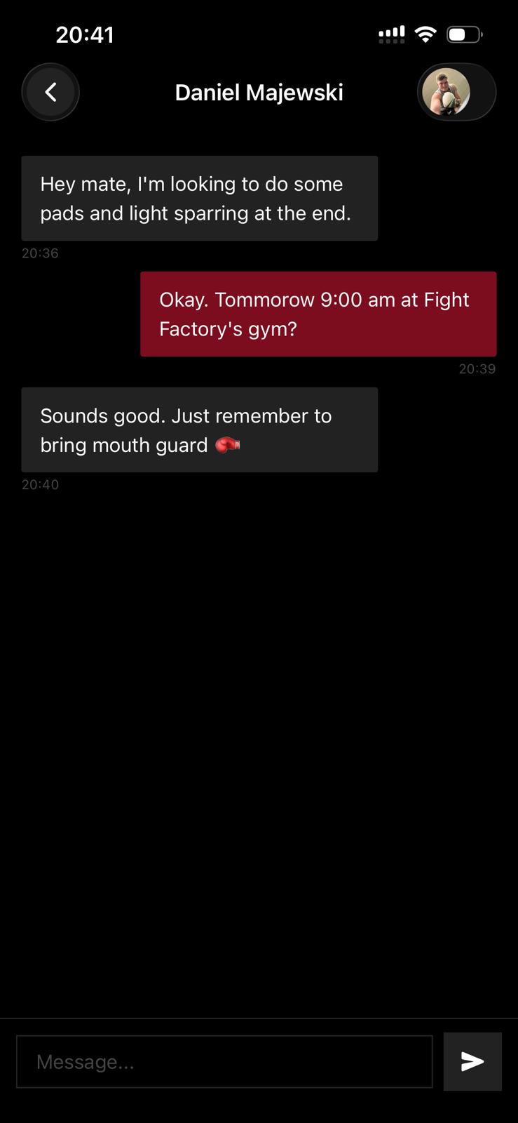 Arrange a spar in chat
